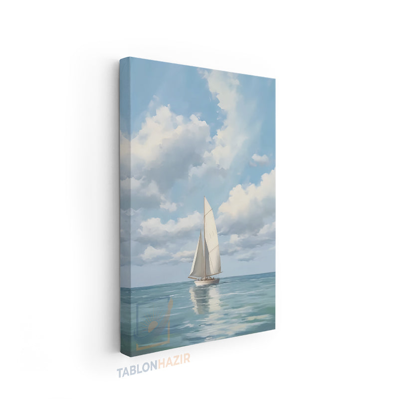 Dikey Kanvas Tablo Salon Duvar Tablosu Yelkenli Durgungemi Yeni Ev Hediyesi Ofis Tablosu