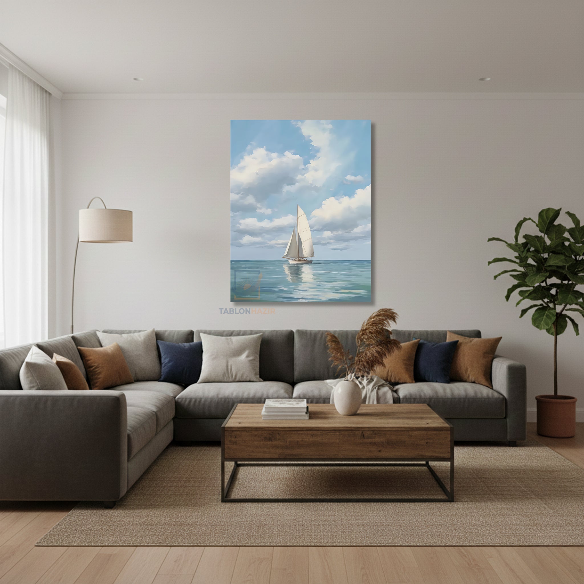 Dikey Kanvas Tablo Salon Duvar Tablosu Yelkenli Durgungemi Yeni Ev Hediyesi Ofis Tablosu