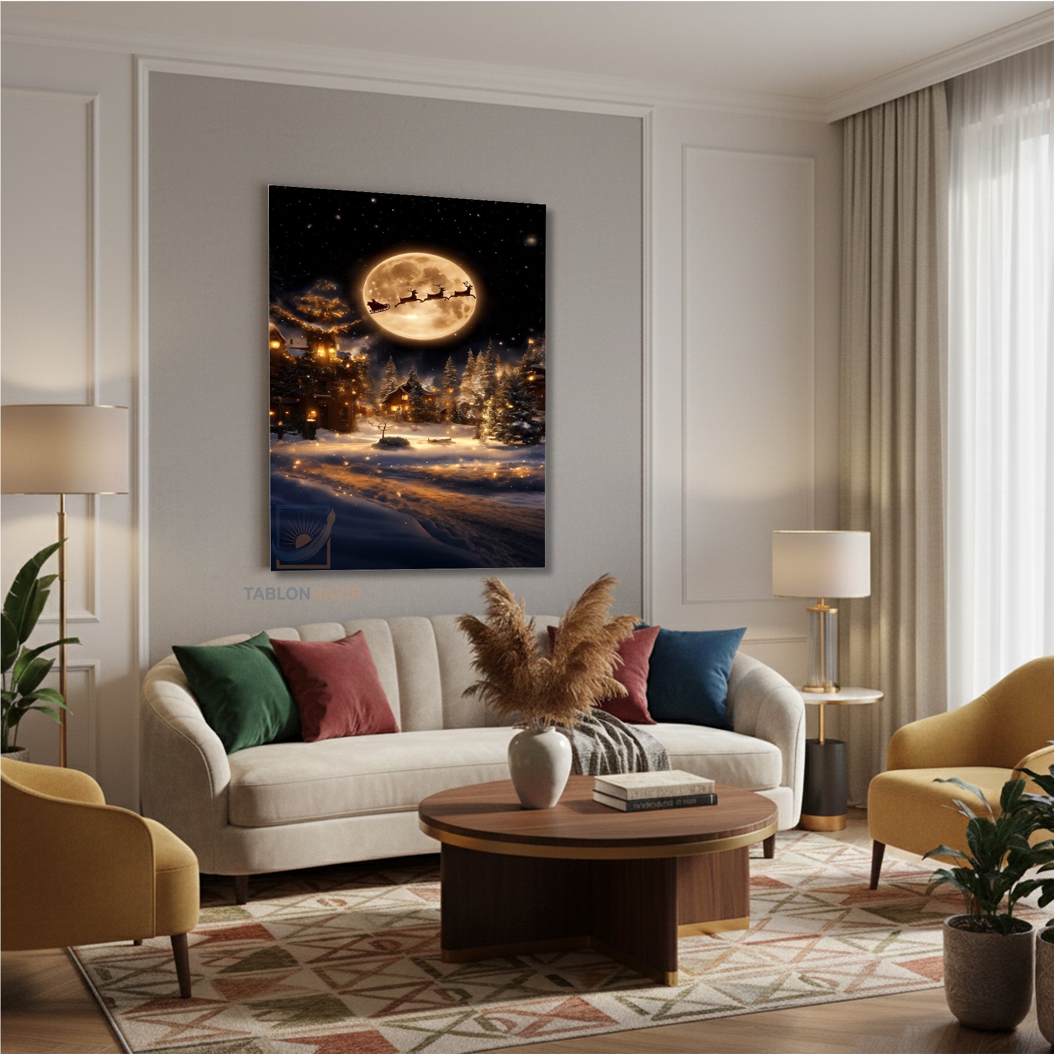 Dikey Kanvas Tablo Salon Duvar Tablosu Yeniyil Pica Yeni Ev Hediyesi Ofis Tablosu