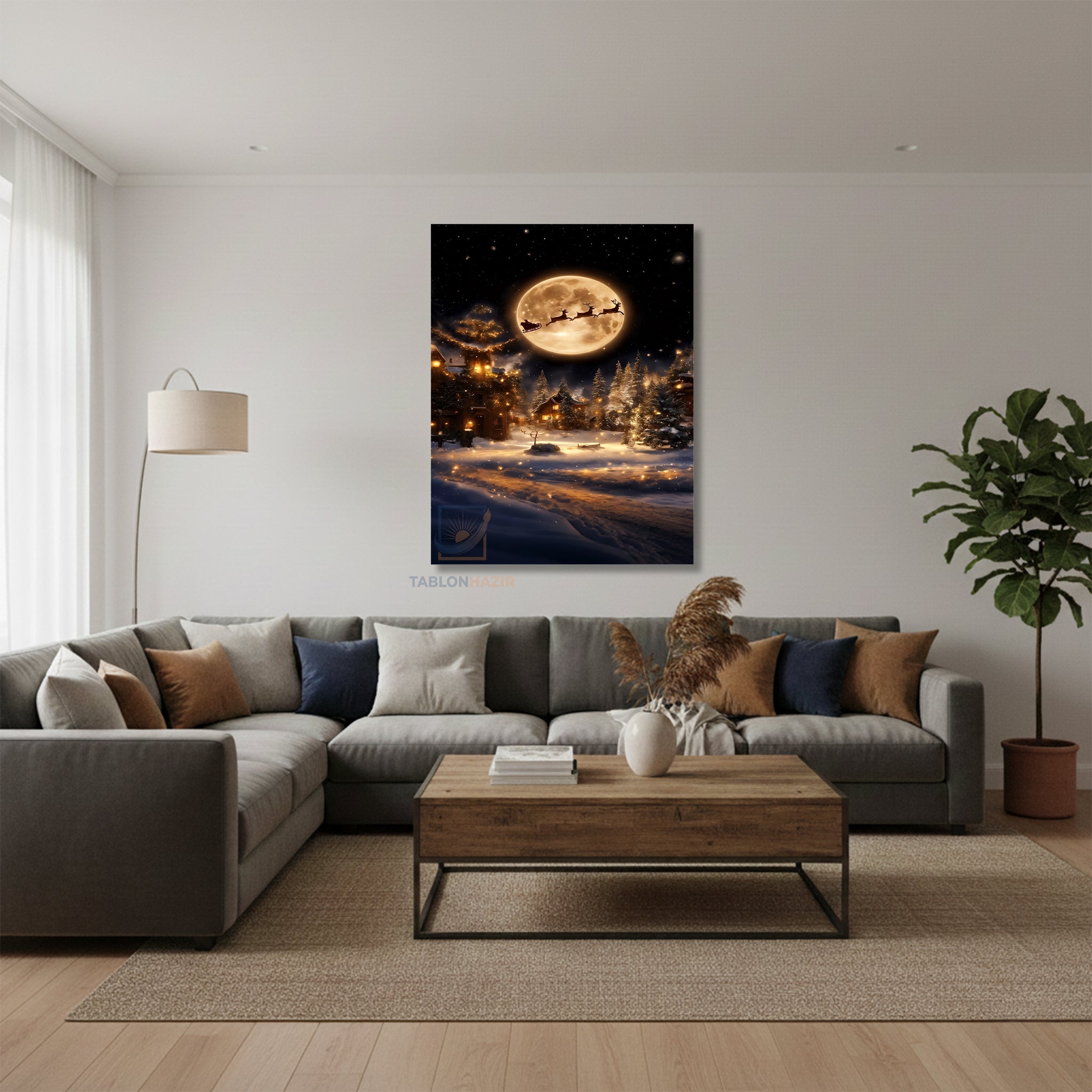 Dikey Kanvas Tablo Salon Duvar Tablosu Yeniyil Pica Yeni Ev Hediyesi Ofis Tablosu