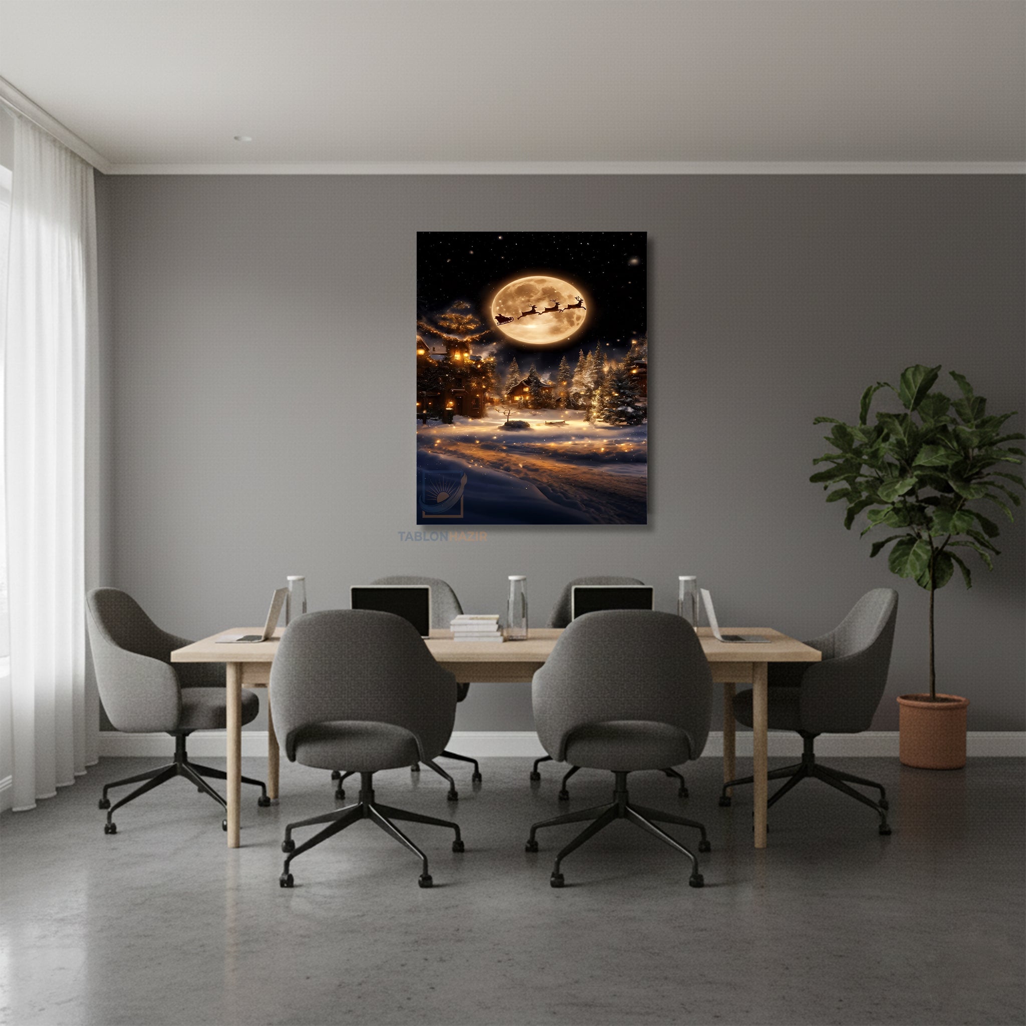 Dikey Kanvas Tablo Salon Duvar Tablosu Yeniyil Pica Yeni Ev Hediyesi Ofis Tablosu