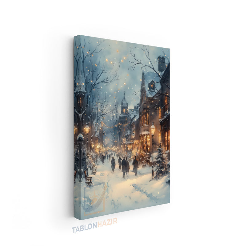 Dikey Kanvas Tablo Salon Duvar Tablosu Yeniyil Sehir Yeni Ev Hediyesi Ofis Tablosu