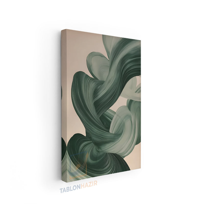 Dikey Kanvas Tablo Salon Duvar Tablosu Yesil Duman Yeni Ev Hediyesi Ofis Tablosu