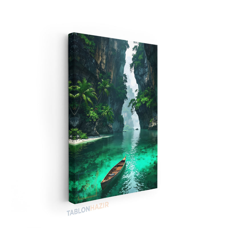 Dikey Kanvas Tablo Salon Duvar Tablosu Yesil Gecit Yeni Ev Hediyesi Ofis Tablosu