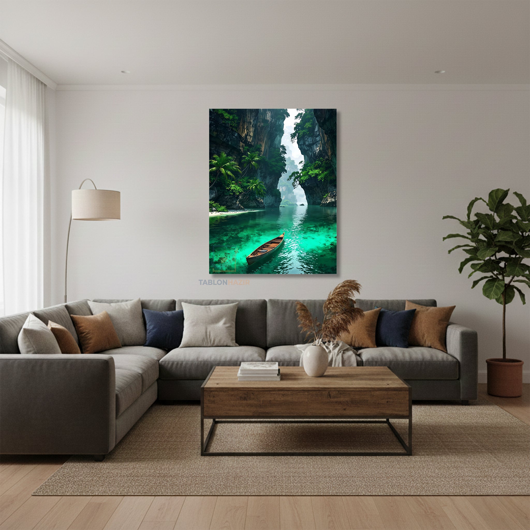 Dikey Kanvas Tablo Salon Duvar Tablosu Yesil Gecit Yeni Ev Hediyesi Ofis Tablosu