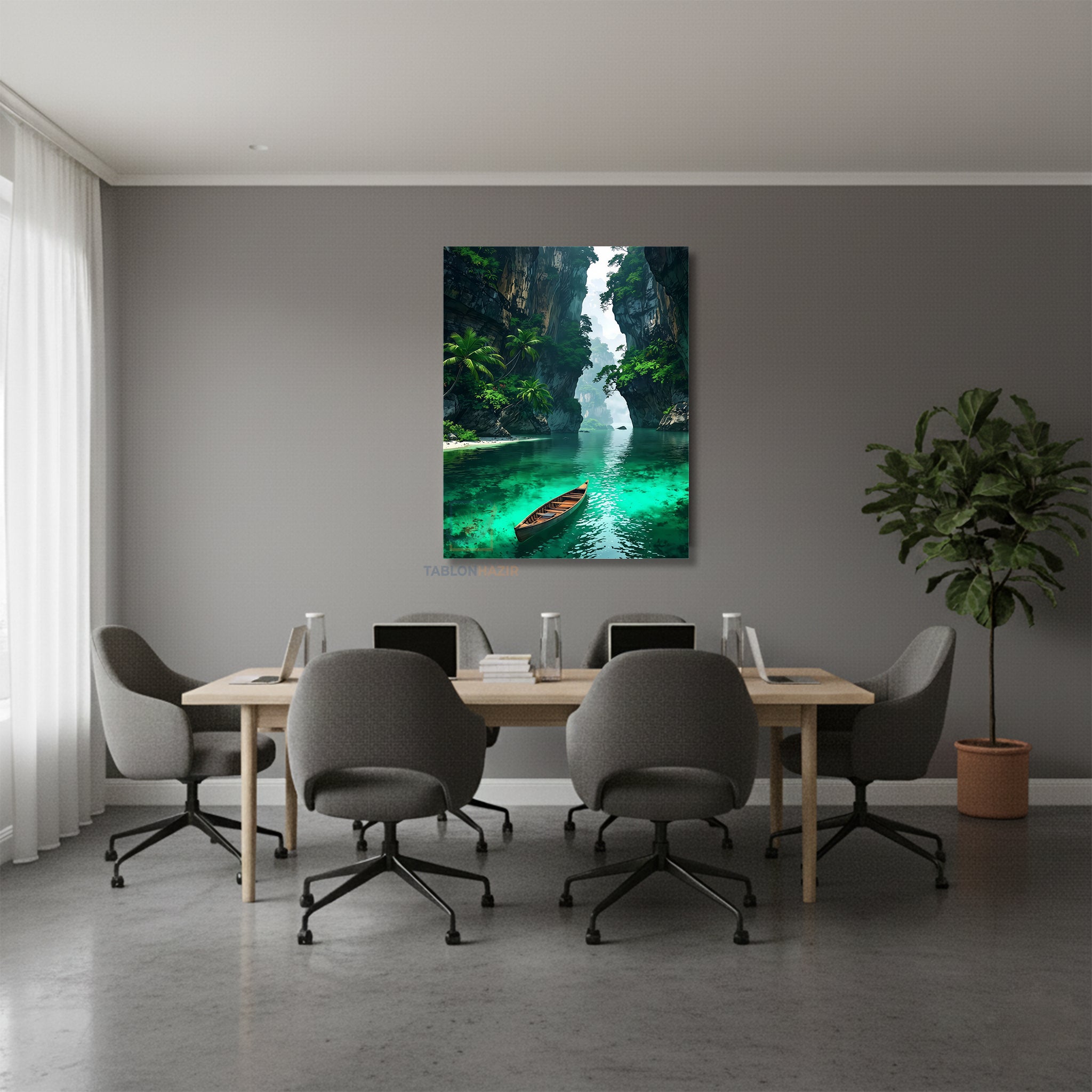 Dikey Kanvas Tablo Salon Duvar Tablosu Yesil Gecit Yeni Ev Hediyesi Ofis Tablosu