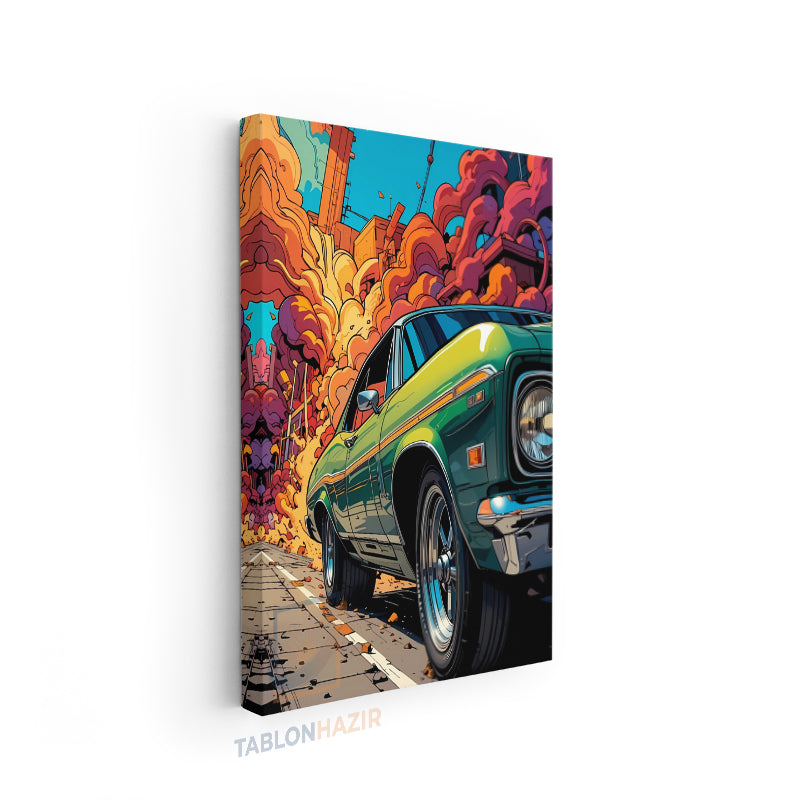 Dikey Kanvas Tablo Salon Duvar Tablosu Yeşilaraba Yeni Ev Hediyesi Ofis Tablosu