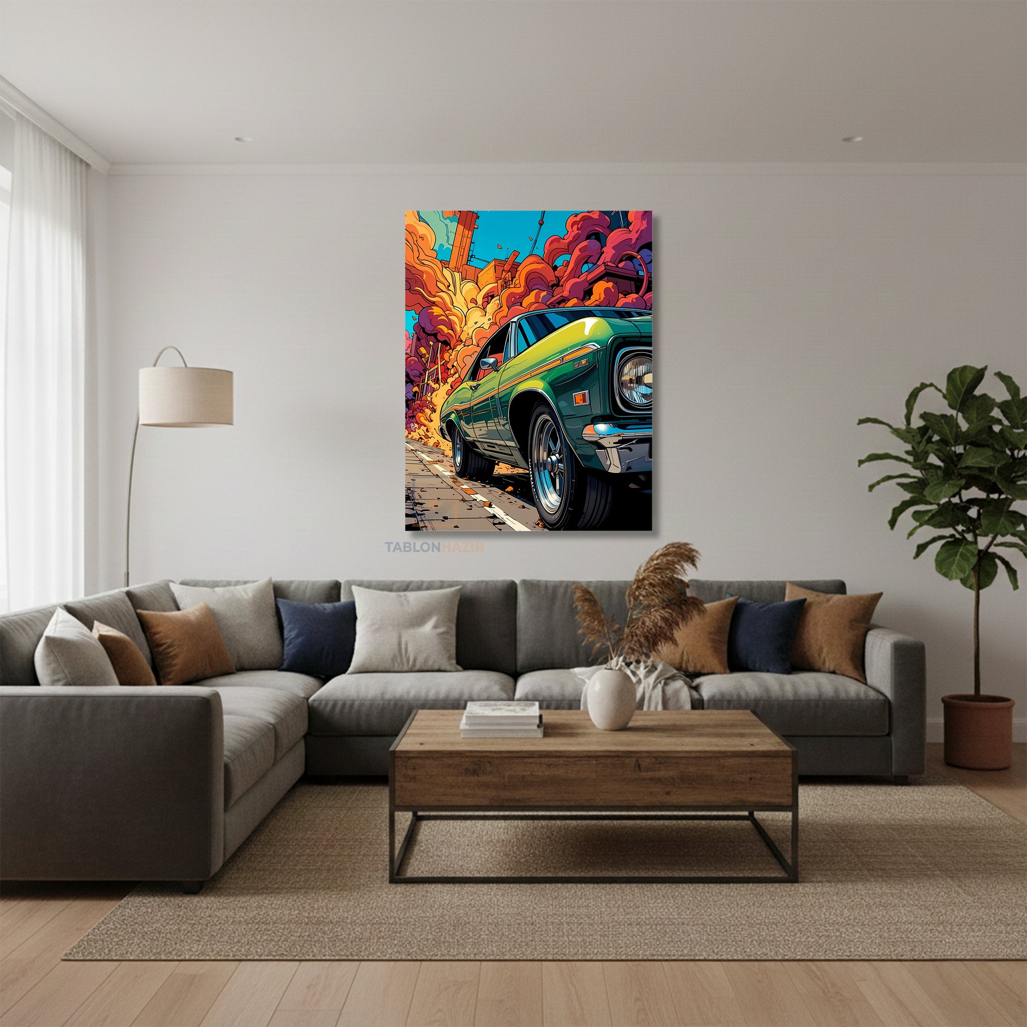 Dikey Kanvas Tablo Salon Duvar Tablosu Yeşilaraba Yeni Ev Hediyesi Ofis Tablosu