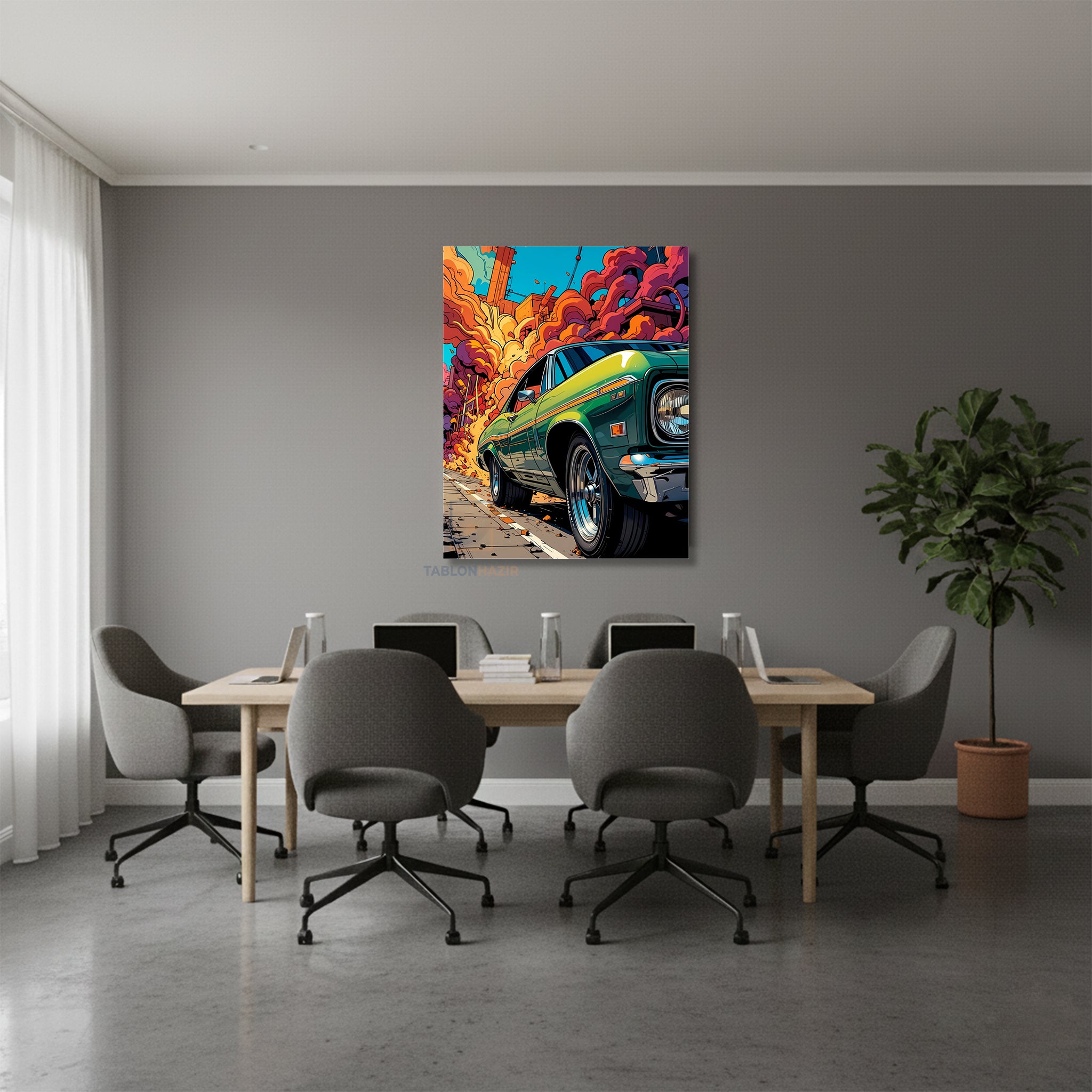 Dikey Kanvas Tablo Salon Duvar Tablosu Yeşilaraba Yeni Ev Hediyesi Ofis Tablosu