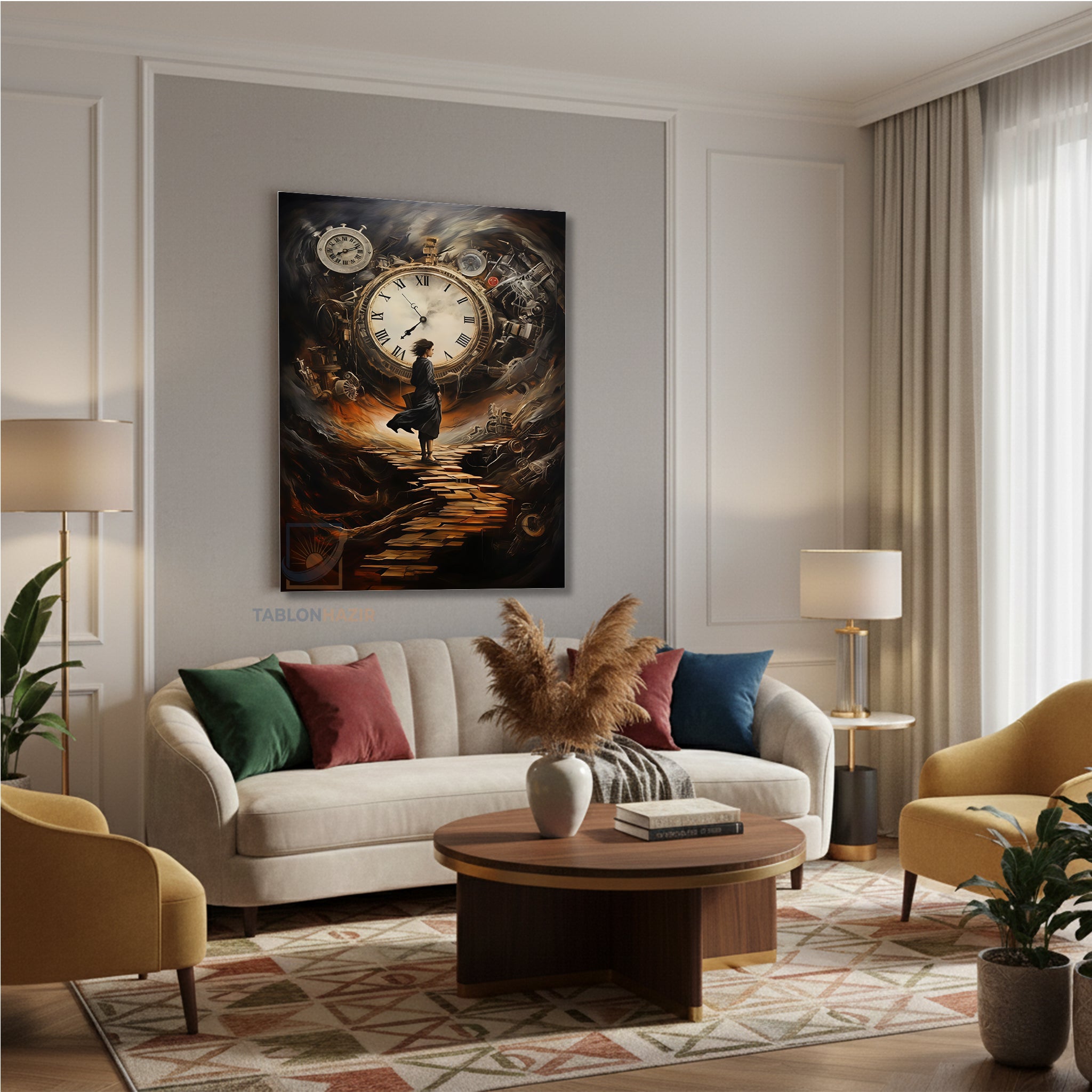 Dikey Kanvas Tablo Salon Duvar Tablosu Zaman Soyut Yeni Ev Hediyesi Ofis Tablosu