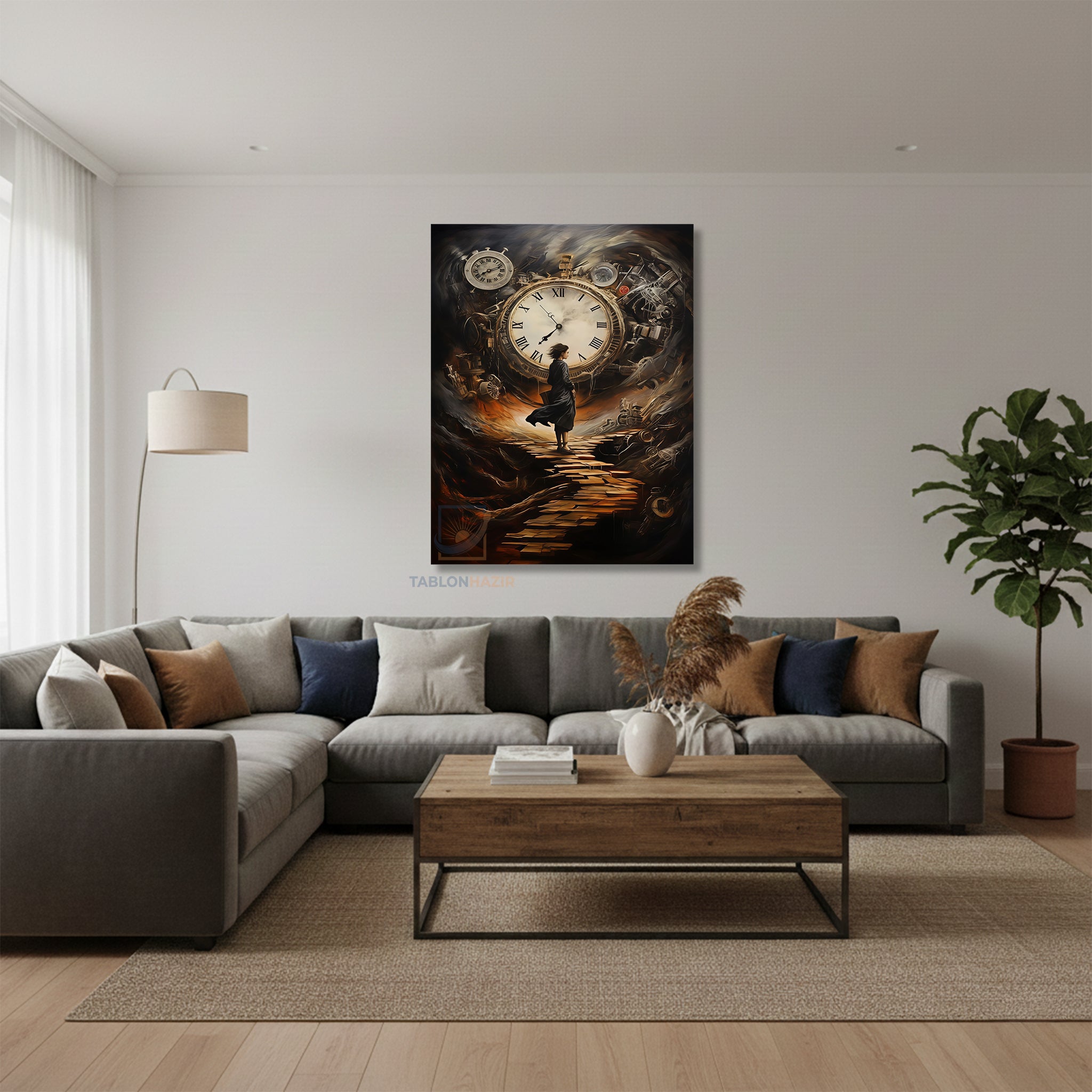 Dikey Kanvas Tablo Salon Duvar Tablosu Zaman Soyut Yeni Ev Hediyesi Ofis Tablosu