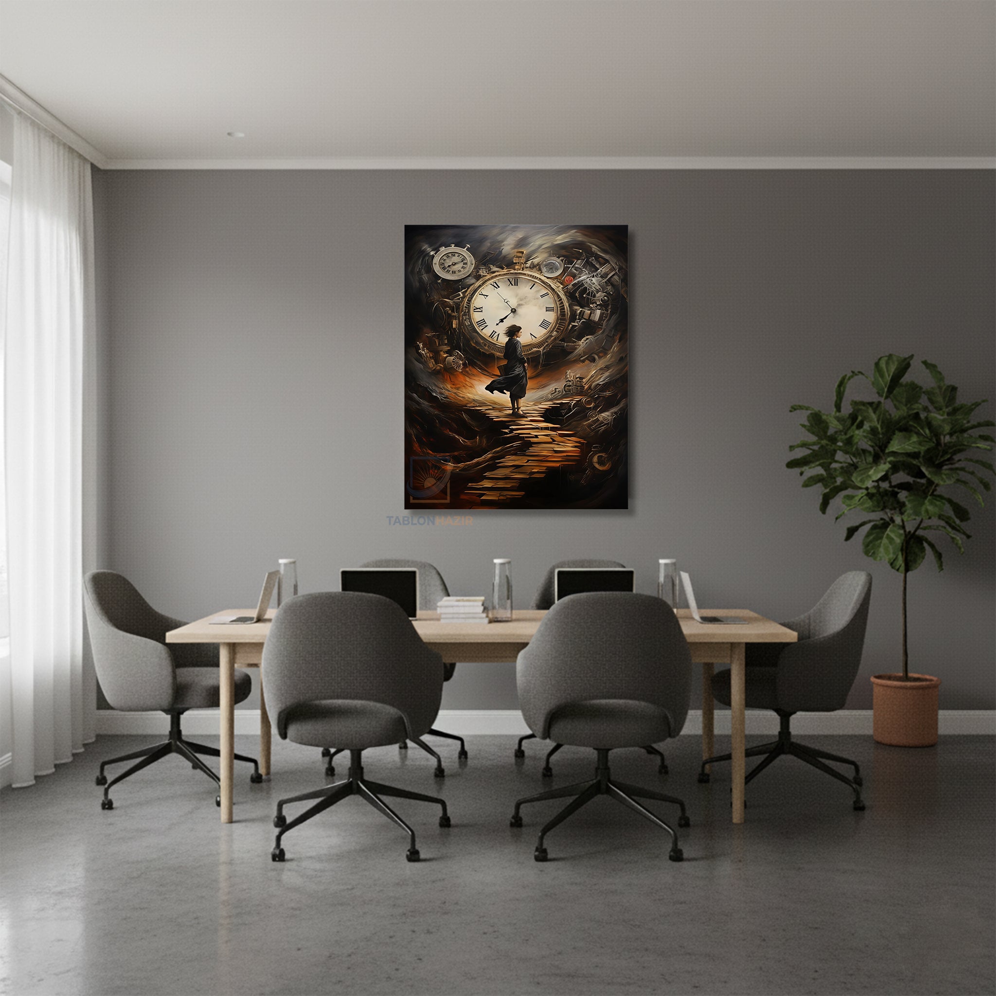 Dikey Kanvas Tablo Salon Duvar Tablosu Zaman Soyut Yeni Ev Hediyesi Ofis Tablosu