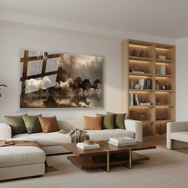 Yatay Cam Tablo Salon Duvar Tablosu Yatay Cam 5At Yeni Ev Hediyesi Ofis Tablosu