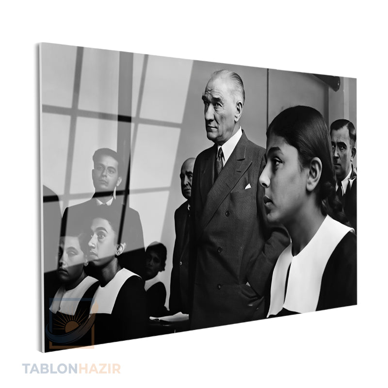 Yatay Cam Tablo Salon Duvar Tablosu Yatay Cam Ataturk Sinifta Yeni Ev Hediyesi Ofis Tablosu