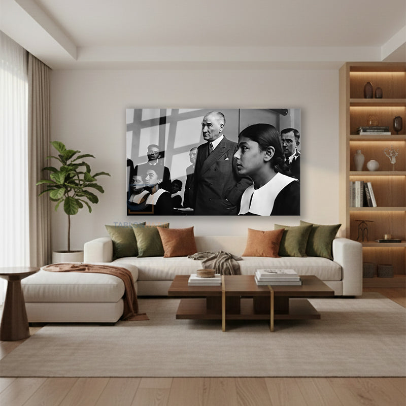 Yatay Cam Tablo Salon Duvar Tablosu Yatay Cam Ataturk Sinifta Yeni Ev Hediyesi Ofis Tablosu