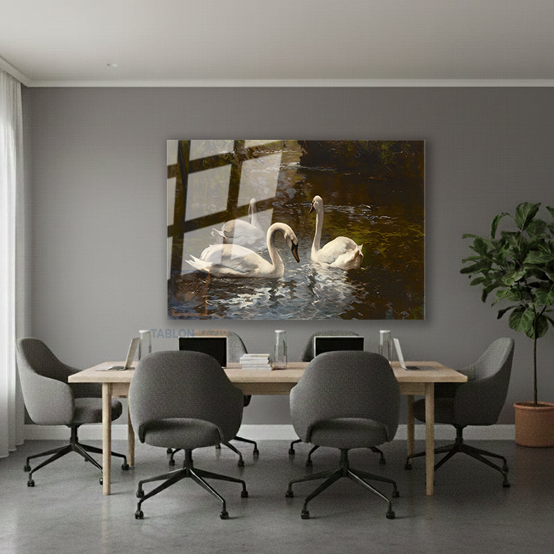 Yatay Cam Tablo Salon Duvar Tablosu Yatay Cam Beyazkugular Yeni Ev Hediyesi Ofis Tablosu