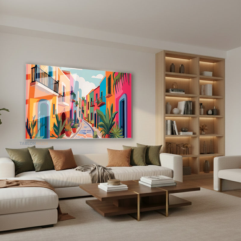 Yatay Cam Tablo Salon Duvar Tablosu Yatay Cam Bohemrenklisehir Yeni Ev Hediyesi Ofis Tablosu