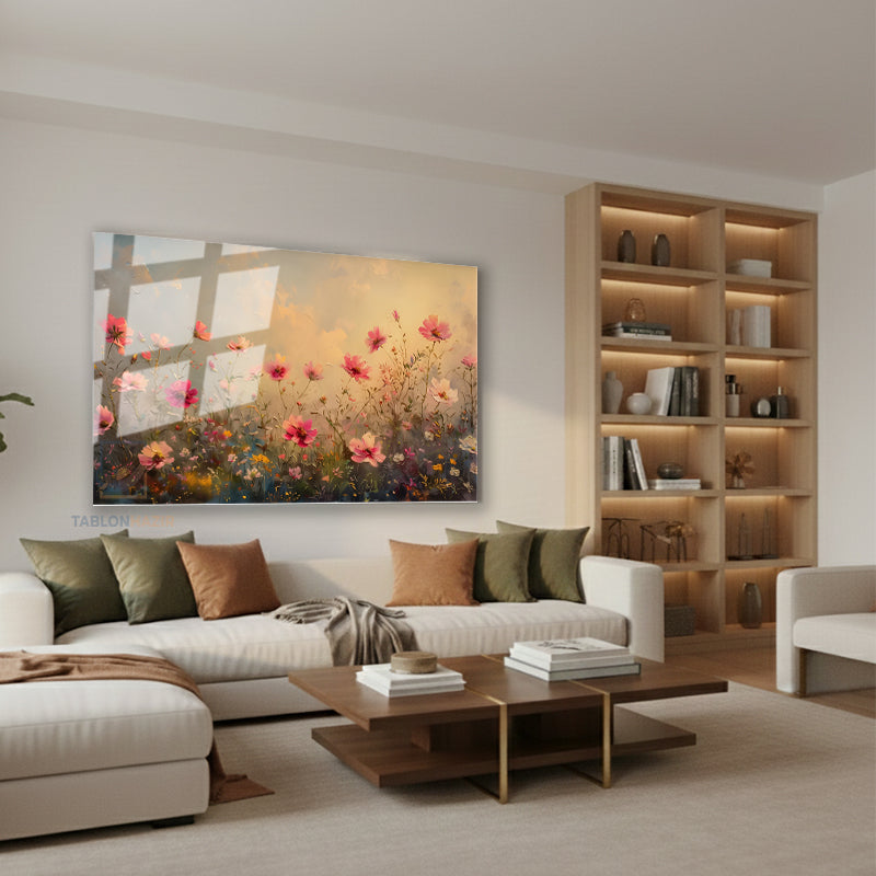 Yatay Cam Tablo Salon Duvar Tablosu Yatay Cam Cicekbahcesi33 Yeni Ev Hediyesi Ofis Tablosu