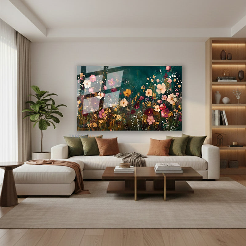 Yatay Cam Tablo Salon Duvar Tablosu Yatay Cam Cicekbahcesi44 Yeni Ev Hediyesi Ofis Tablosu