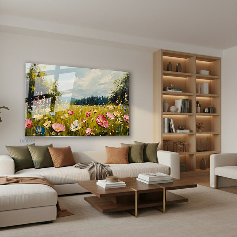 Yatay Cam Tablo Salon Duvar Tablosu Yatay Cam Cicekbahcesi66 Yeni Ev Hediyesi Ofis Tablosu