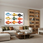 Yatay Cam Tablo Salon Duvar Tablosu Yatay Cam Cokrenklibaliklar Yeni Ev Hediyesi Ofis Tablosu