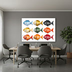 Yatay Cam Tablo Salon Duvar Tablosu Yatay Cam Cokrenklibaliklar Yeni Ev Hediyesi Ofis Tablosu