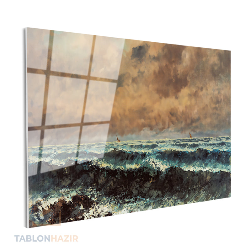 Yatay Cam Tablo Salon Duvar Tablosu Yatay Cam Dalgalidenizmanzarasi2 Yeni Ev Hediyesi Ofis Tablosu