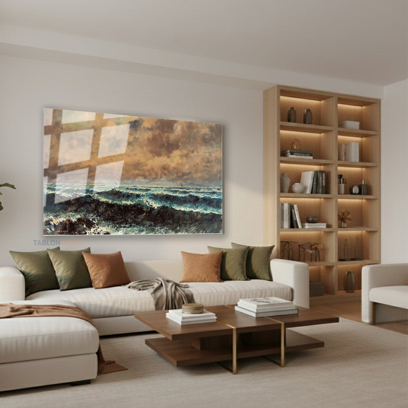 Yatay Cam Tablo Salon Duvar Tablosu Yatay Cam Dalgalidenizmanzarasi2 Yeni Ev Hediyesi Ofis Tablosu