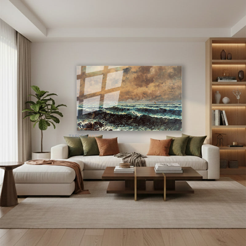 Yatay Cam Tablo Salon Duvar Tablosu Yatay Cam Dalgalidenizmanzarasi2 Yeni Ev Hediyesi Ofis Tablosu