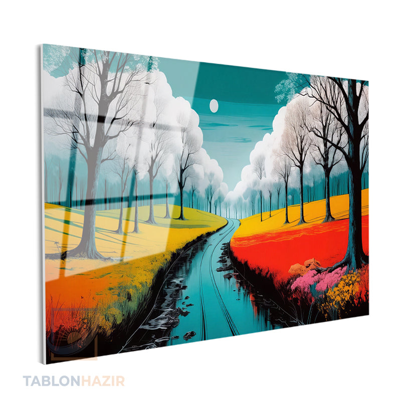 Yatay Cam Tablo Salon Duvar Tablosu Yatay Cam Doganinrenkleri6 Yeni Ev Hediyesi Ofis Tablosu