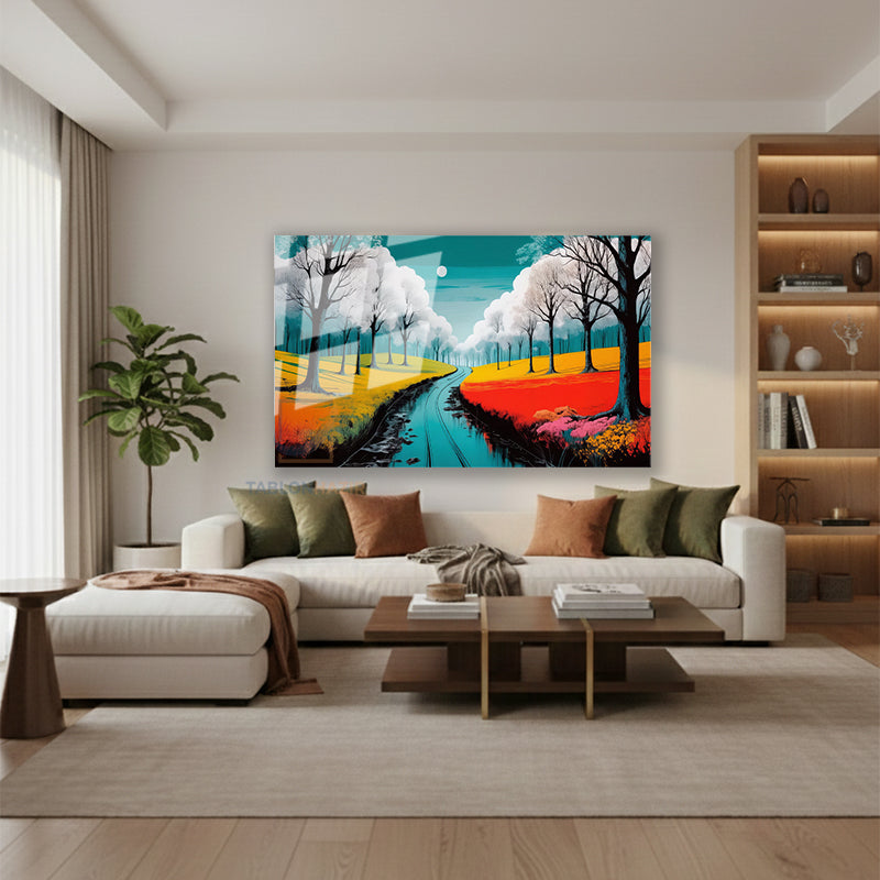 Yatay Cam Tablo Salon Duvar Tablosu Yatay Cam Doganinrenkleri6 Yeni Ev Hediyesi Ofis Tablosu