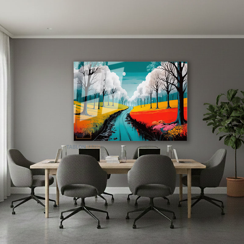 Yatay Cam Tablo Salon Duvar Tablosu Yatay Cam Doganinrenkleri6 Yeni Ev Hediyesi Ofis Tablosu