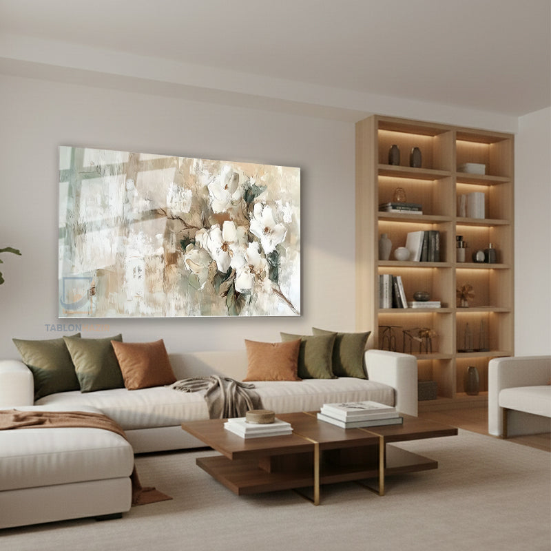 Yatay Cam Tablo Salon Duvar Tablosu Yatay Cam Fircadarbelericicekler3 Yeni Ev Hediyesi Ofis Tablosu