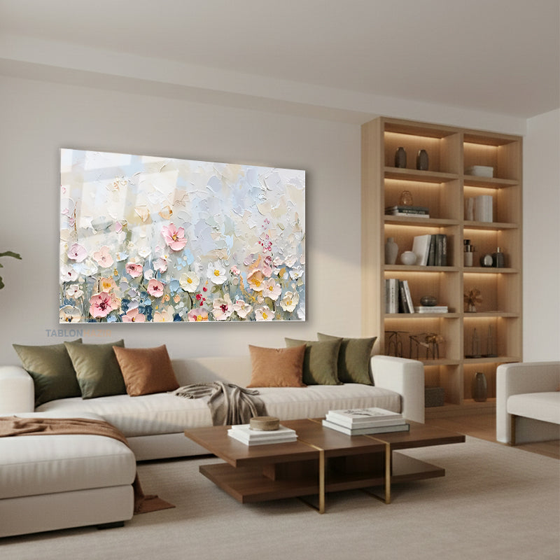 Yatay Cam Tablo Salon Duvar Tablosu Yatay Cam Fırcadarbelericicekler4 Yeni Ev Hediyesi Ofis Tablosu