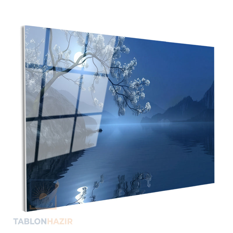 Yatay Cam Tablo Salon Duvar Tablosu Yatay Cam Gecedogamanzarasi Yeni Ev Hediyesi Ofis Tablosu