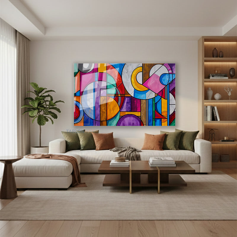 Yatay Cam Tablo Salon Duvar Tablosu Yatay Cam Geometriksekiller4 Yeni Ev Hediyesi Ofis Tablosu