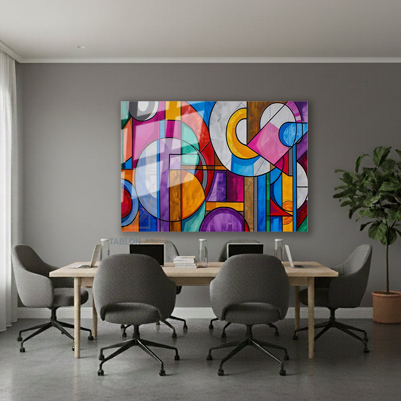 Yatay Cam Tablo Salon Duvar Tablosu Yatay Cam Geometriksekiller4 Yeni Ev Hediyesi Ofis Tablosu