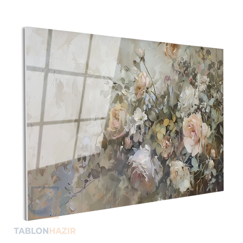 Yatay Cam Tablo Salon Duvar Tablosu Yatay Cam Gulbahcesi Yeni Ev Hediyesi Ofis Tablosu