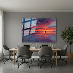 Yatay Cam Tablo Salon Duvar Tablosu Yatay Cam Gunbatimirenkleri Yeni Ev Hediyesi Ofis Tablosu
