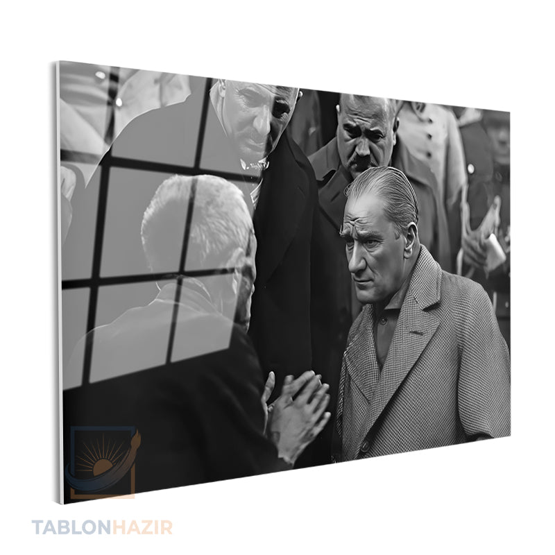 Yatay Cam Tablo Salon Duvar Tablosu Yatay Cam Halk Ve Ataturk Yeni Ev Hediyesi Ofis Tablosu