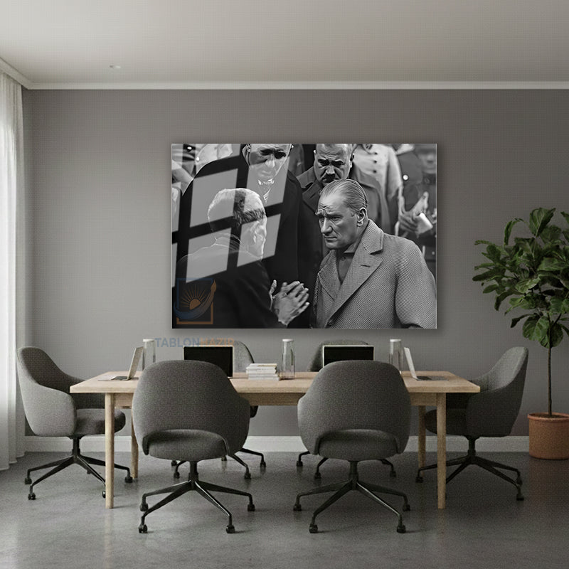 Yatay Cam Tablo Salon Duvar Tablosu Yatay Cam Halk Ve Ataturk Yeni Ev Hediyesi Ofis Tablosu