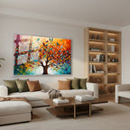 Yatay Cam Tablo Salon Duvar Tablosu Yatay Cam Hayatagacivekuslar Yeni Ev Hediyesi Ofis Tablosu