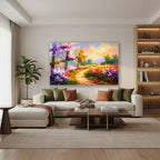 Yatay Cam Tablo Salon Duvar Tablosu Yatay Cam Ilkbaharmanzarasi Yeni Ev Hediyesi Ofis Tablosu