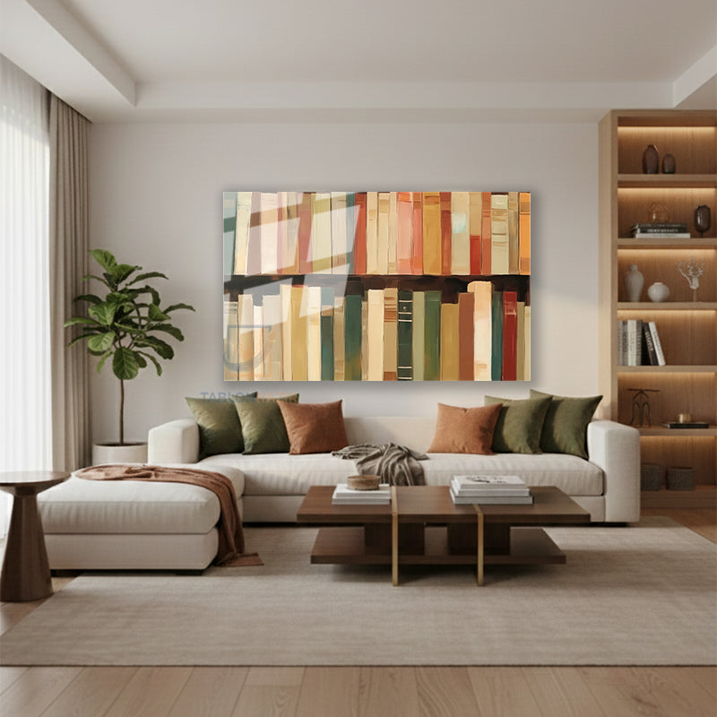 Yatay Cam Tablo Salon Duvar Tablosu Yatay Cam Kitaplıktakikitaplar Yeni Ev Hediyesi Ofis Tablosu