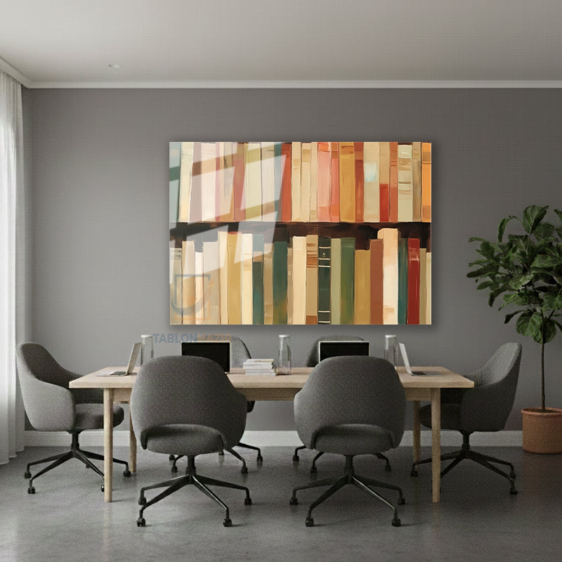 Yatay Cam Tablo Salon Duvar Tablosu Yatay Cam Kitaplıktakikitaplar Yeni Ev Hediyesi Ofis Tablosu