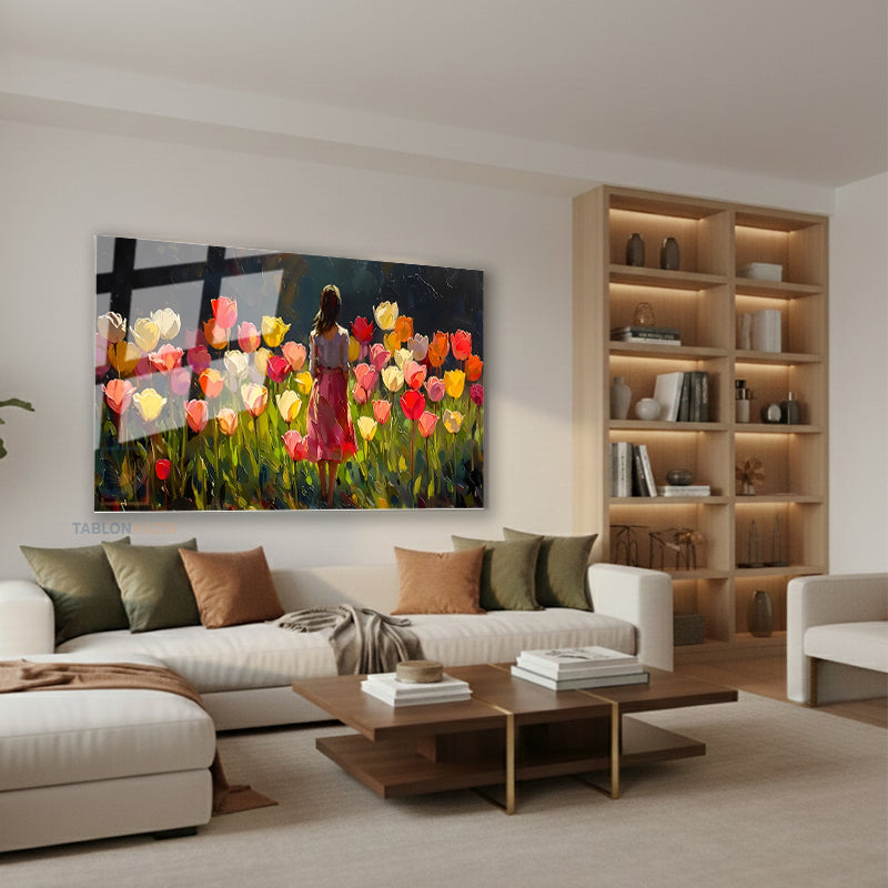 Yatay Cam Tablo Salon Duvar Tablosu Yatay Cam Kucukkizvelaleler Yeni Ev Hediyesi Ofis Tablosu