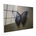 Yatay Cam Tablo Salon Duvar Tablosu Yatay Cam Mavisiyahkelebek Yeni Ev Hediyesi Ofis Tablosu
