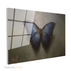 Yatay Cam Tablo Salon Duvar Tablosu Yatay Cam Mavisiyahkelebek Yeni Ev Hediyesi Ofis Tablosu