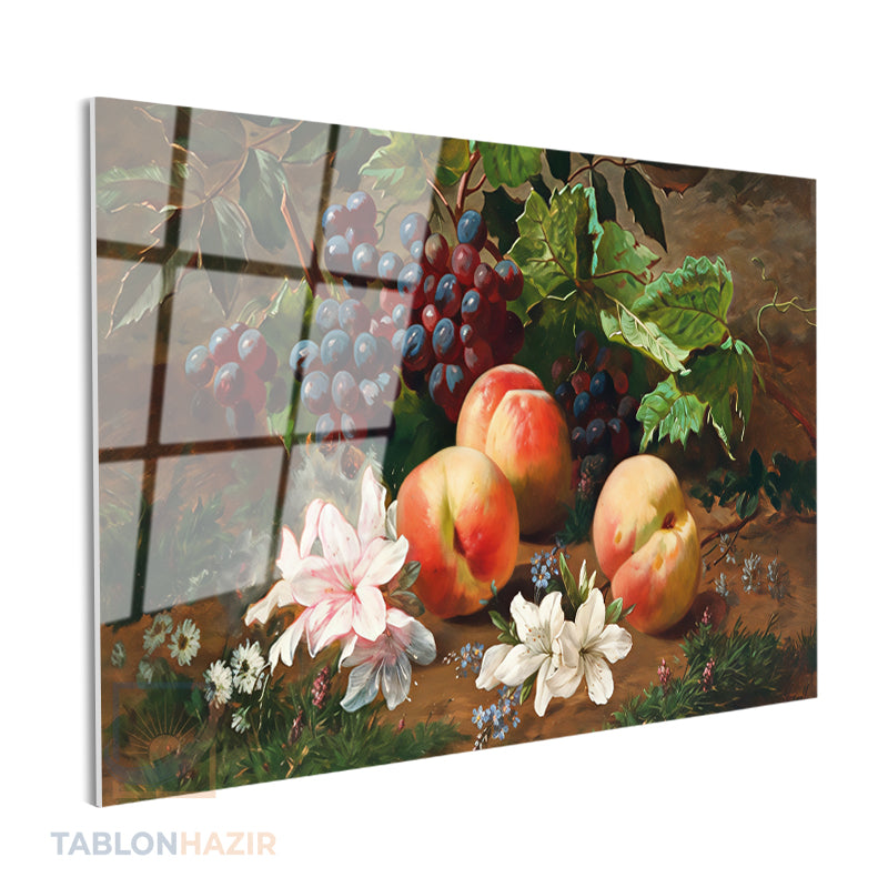Yatay Cam Tablo Salon Duvar Tablosu Yatay Cam Naturmortmeyveler Yeni Ev Hediyesi Ofis Tablosu
