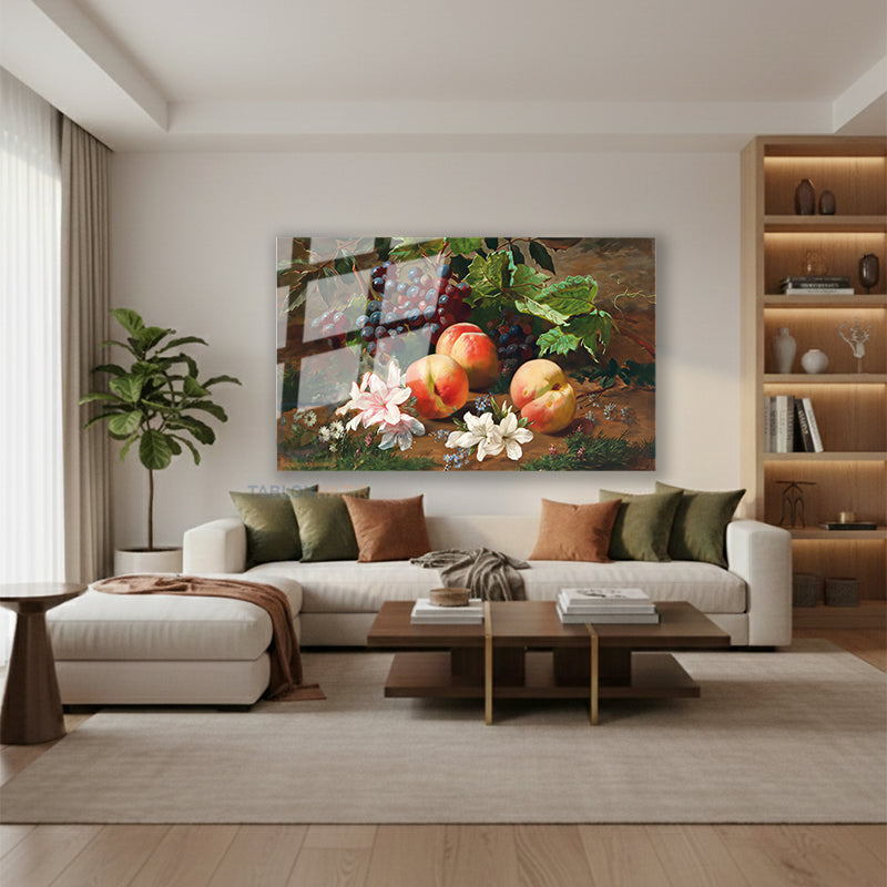 Yatay Cam Tablo Salon Duvar Tablosu Yatay Cam Naturmortmeyveler Yeni Ev Hediyesi Ofis Tablosu
